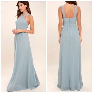 Lulu's Air of Romance Blue Maxi Dress S